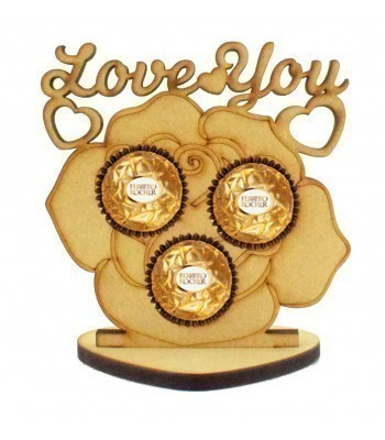 6mm 'Love You' Valentines Rose Ferrero Rocher Holder on a Heart Stand